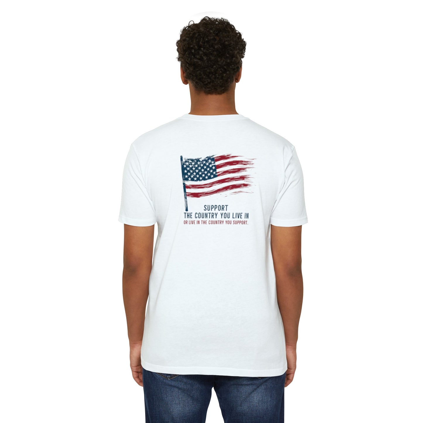 Support Your Country Flag on Pole White - Back